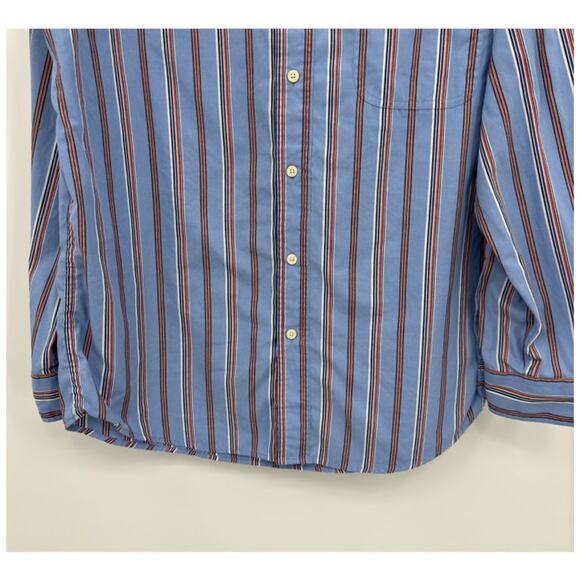 Chaps Mens Size M Blue Striped Button Down Shirt Long Sleeve American Classic - Picture 7 of 13